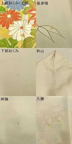 平和屋着物●訪問着 駒刺繍 草花文 金彩 胴抜き仕立て 正絹 逸品 AABI9375fy
