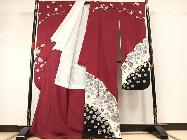 平和屋着物●豪華振袖 雪輪花文 金彩 正絹 逸品 AABI9382fy