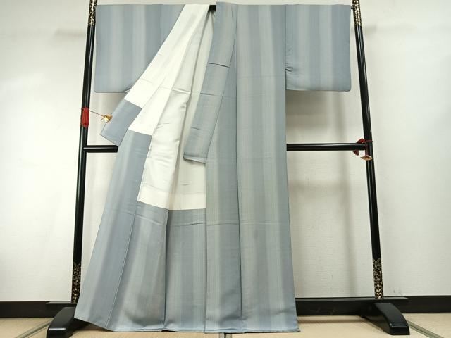 平和屋着物●上質な小紋 縞 正絹 逸品 AABI9384fy