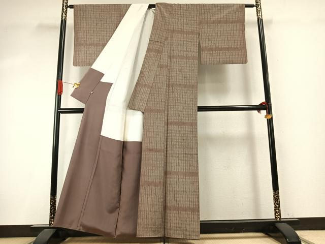 平和屋着物●上質な紬 杢目絞り 絣柄 鈴乃屋扱い 正絹 逸品 AABI9388fy