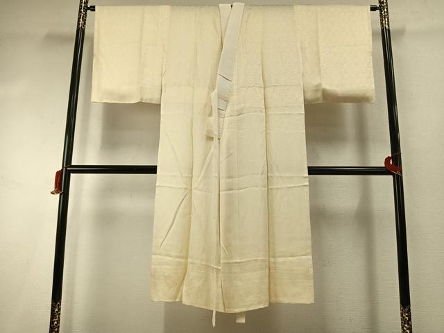平和屋着物●長襦袢 無双仕立て 市松地紋 鳥の子色 正絹 逸品 AABI9392fy
