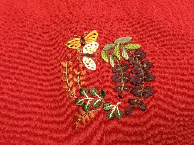 平和屋着物●ファッションデザイナー 花井幸子 色無地 茜色 ロング丈 正絹 逸品 AABI9395fy