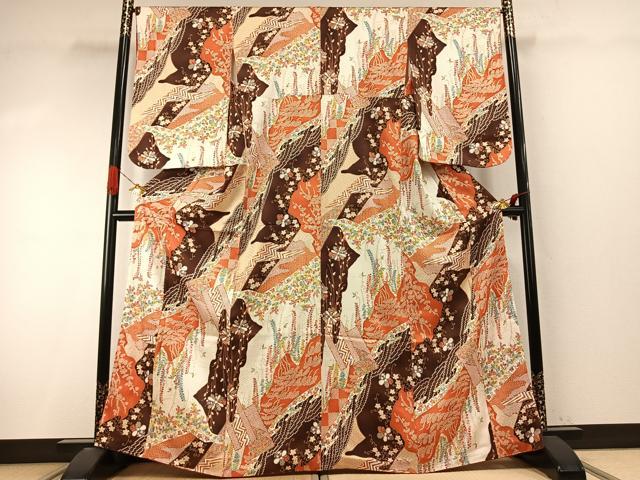 平和屋着物●創業460年・千總 小紋 花唐草文 金彩 正絹 逸品 AABI9396fy