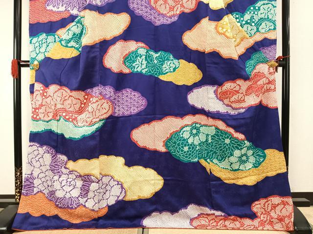 平和屋着物●豪華振袖 総絞り 雲取り花文 正絹 逸品 AABI9400fy