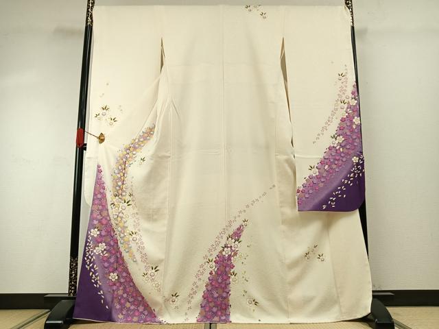 平和屋着物●豪華振袖 草花文 正絹 逸品 AABI9402fy