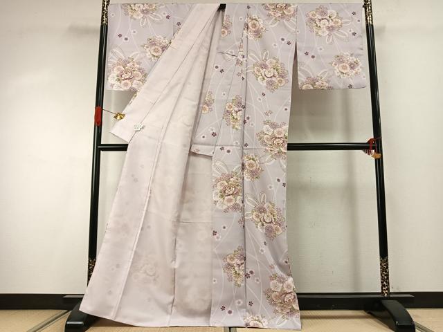平和屋着物●小紋 草花文 洗える着物 AABI9410fy