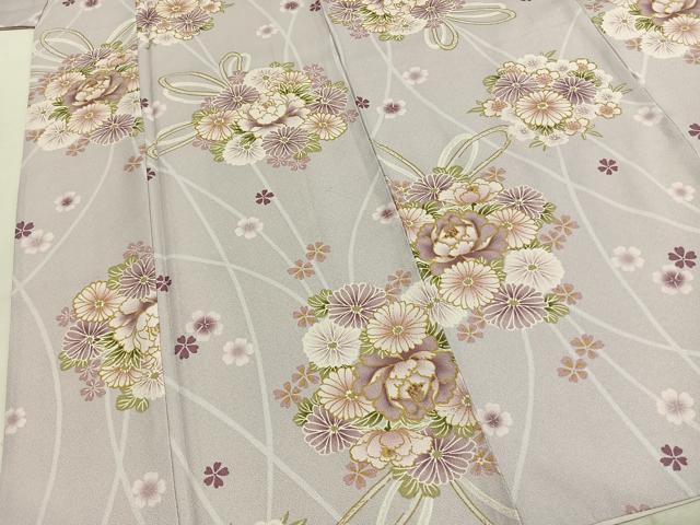 平和屋着物●小紋 草花文 洗える着物 AABI9410fy