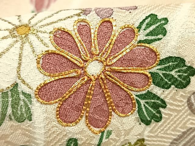 平和屋着物●訪問着 駒刺繍 草花文 暈し染め 金彩 ロング丈 正絹 逸品 AABI9415fy
