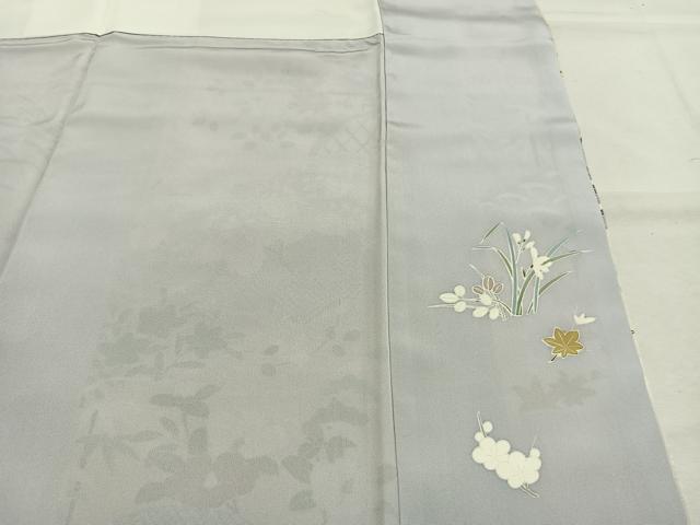 平和屋着物●訪問着 駒刺繍 草花文 暈し染め 金彩 ロング丈 正絹 逸品 AABI9415fy