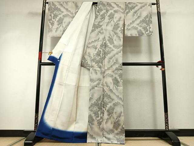 平和屋着物●本場大島紬 白大島紬 桑原織物 二代目 桑原啓之介 カタス9マルキ 風景文 さが美扱い 証紙付き 正絹 逸品 AABI9419fy