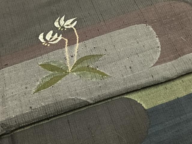 平和屋着物●訪問着 紬地 霞取り花文 正絹 逸品 AABI9420fy