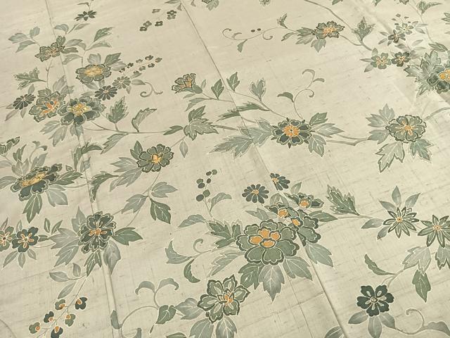 平和屋着物●訪問着 紬地 刺繍 花唐草文 金糸 正絹 逸品 未使用 AABI9421fy