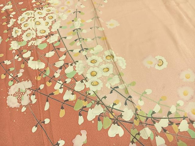 平和屋着物●訪問着 友禅 作家物 枝花文 暈し染め 正絹 逸品 AABI9422fy