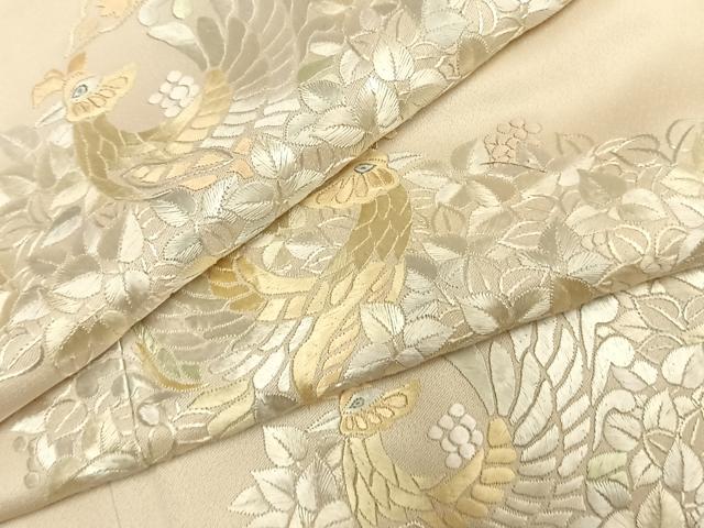 平和屋着物●訪問着 総刺繍 花鳥文 正絹 逸品 AABI9428fy