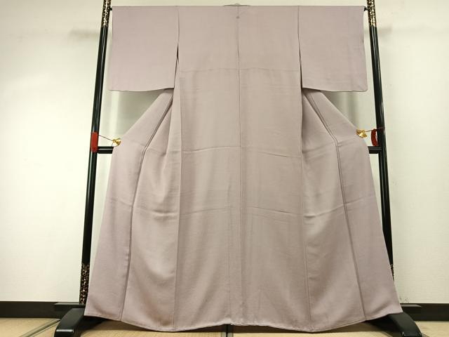 平和屋着物●本加賀友禅作家 毎田仁郎監修 色無地 草花地紋 鴇鼠色 正絹 逸品 AABI9429fy