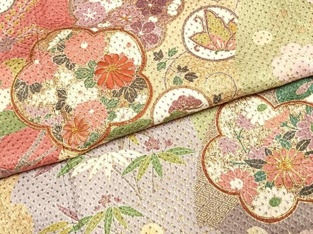 平和屋着物●豪華振袖 駒刺繍 絞り 花蝶文 金彩 正絹 逸品 AABI9432fy
