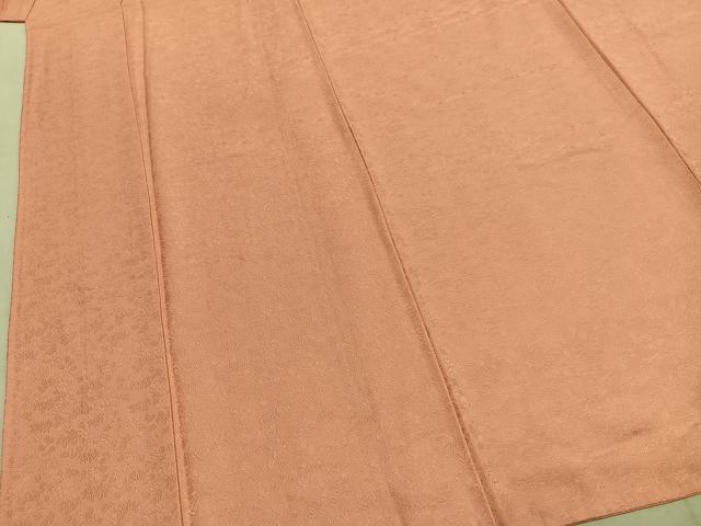 平和屋着物●上質な色無地 草花地紋 珊瑚色 正絹 逸品 未使用 AABI9434fy