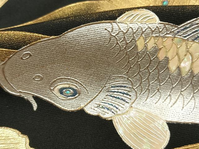 平和屋着物●豪華黒留袖 作家物 鯉 枝松文 金銀彩 正絹 逸品 未使用 AABI9440fy