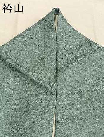 平和屋着物●上質な色無地 草花地紋 秘色色 正絹 逸品 AABI9441fy