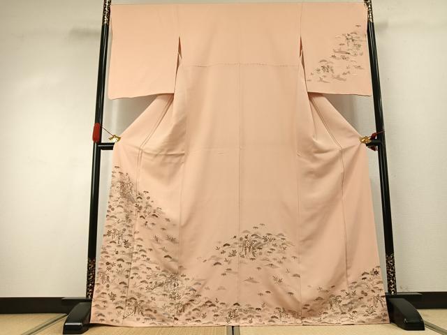 平和屋着物●訪問着 総刺繍 松竹梅 金糸 ロング丈 正絹 逸品 AABI9445fy