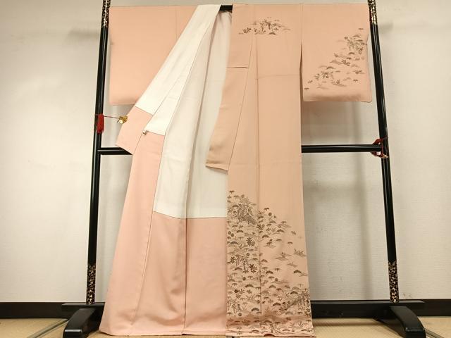 平和屋着物●訪問着 総刺繍 松竹梅 金糸 ロング丈 正絹 逸品 AABI9445fy