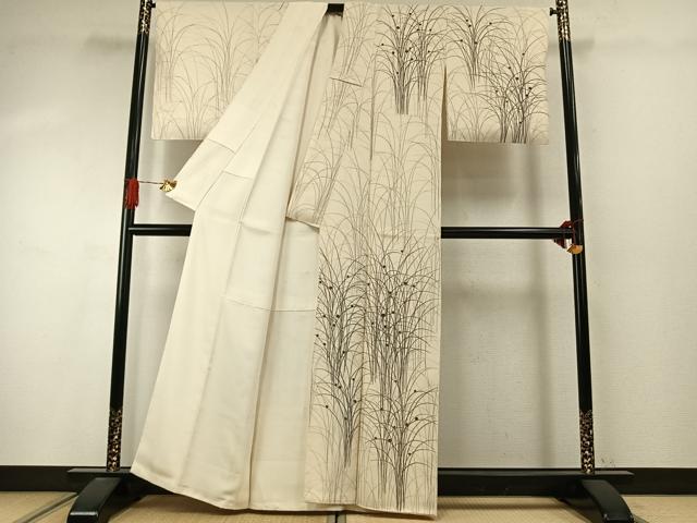 平和屋着物●訪問着 刺繍 草花文 正絹 逸品 未使用 AABI9452fy