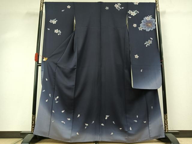 平和屋着物●豪華振袖 舞桜文 暈し染め 正絹 逸品 AABI9453fy