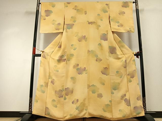 平和屋着物●上質な小紋 地紋起こし 舞花文 正絹 逸品 未使用 AABI9456fy