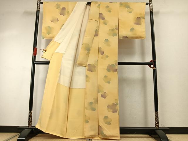 平和屋着物●上質な小紋 地紋起こし 舞花文 正絹 逸品 未使用 AABI9456fy