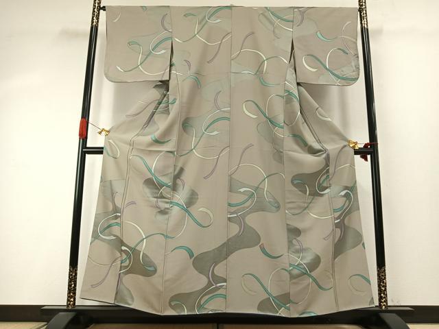 平和屋着物●上質な小紋 地紋起こし 抽象文様 正絹 逸品 未使用 AABI9457fy