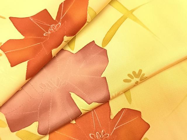平和屋着物●上質な小紋 地紋起こし 草花文 正絹 逸品 AABI9460fy