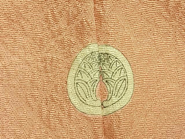 平和屋着物●上質な色無地 舞花地紋 一斤染色 ロング丈 正絹 逸品 AABI9467fy