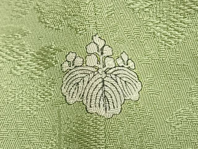 平和屋着物●上質な色無地 作家物 風景地紋 若菜色 さが美扱い 正絹 逸品 AABI9468fy