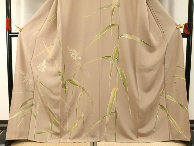 平和屋着物●手描友禅女流作家 一色生子 訪問着 草花文 正絹 逸品 未使用 AABI9469fy