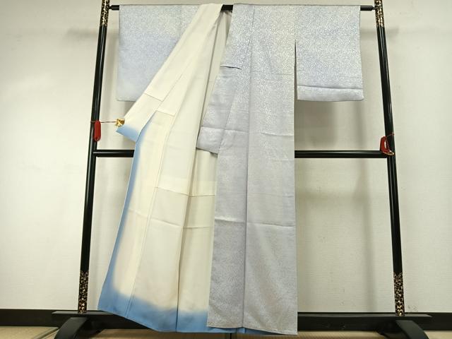 平和屋着物●上質な色無地 墨流し地紋 卯の花色 正絹 逸品 AABI9470fy