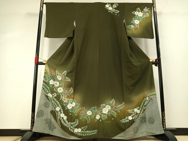 平和屋着物●螺鈿作家 藤本隆士 訪問着 辻が花 暈し染め 金彩 正絹 逸品 AABI9473fy