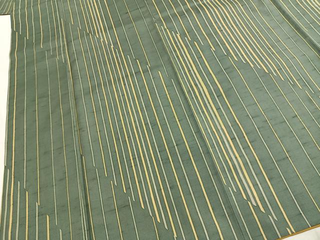 平和屋着物●石川県指定無形文化財 牛首紬 白山工房 手織り 変わり縞 正絹 逸品 AABI9476fy