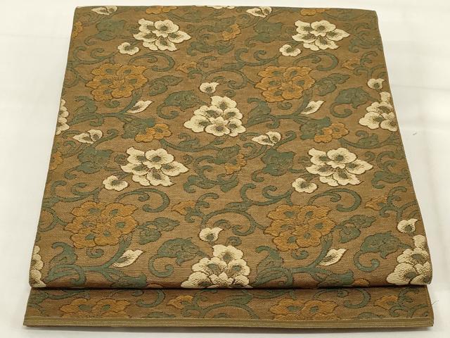 平和屋着物◎六通柄 本袋帯 花唐草文 正絹 逸品 AABI9509ou