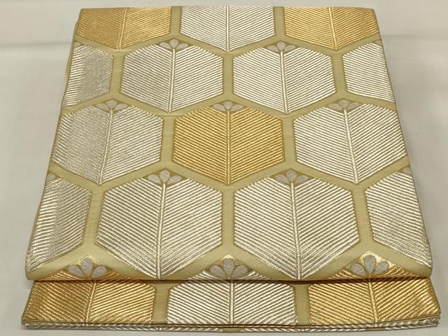 平和屋着物◎六通柄袋帯 唐織 菱文 金糸 正絹 逸品 AABI9514ou
