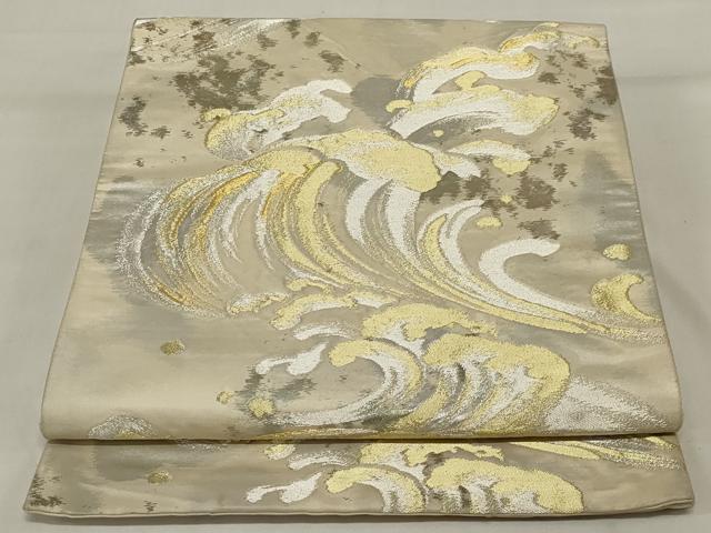 平和屋着物◎六通柄袋帯 立波文 金銀糸 正絹 逸品 AABI9517ou