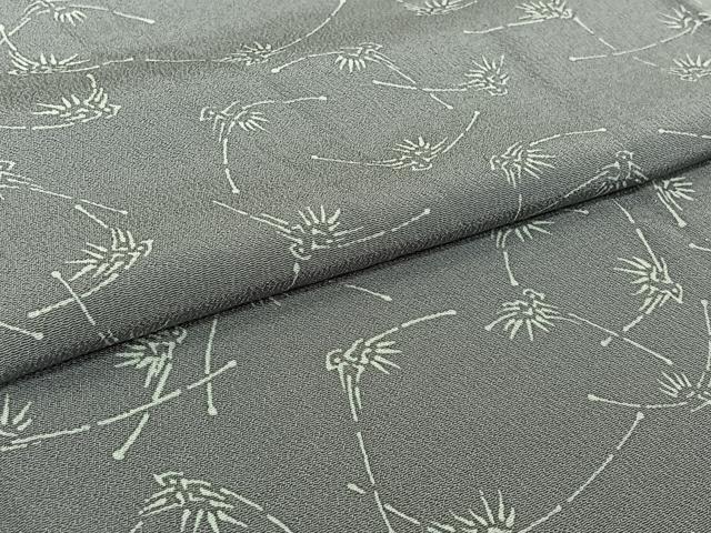 平和屋着物▽上質な小紋 単衣 草葉文 正絹 逸品 AABI9521jh