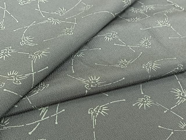 平和屋着物▽上質な小紋 単衣 草葉文 正絹 逸品 AABI9521jh