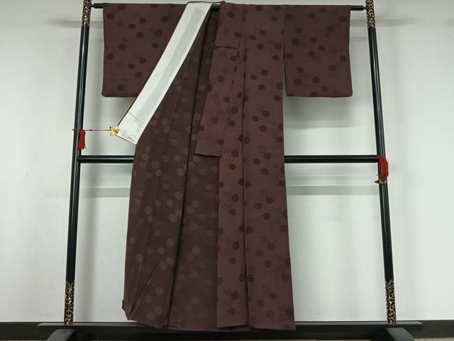 平和屋着物▽上質な小紋 単衣 舞葉文 正絹 逸品 AABI9534jh