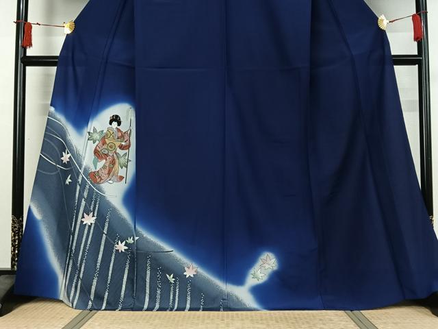 平和屋着物▽訪問着 単衣 人物舞葉文 暈し染め 洗える着物 AABI9535jh