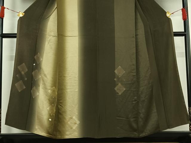 平和屋着物▽訪問着 単衣 竹屋町刺繍 菱文 暈し染め 金銀彩 正絹 逸品 AABI9538jh