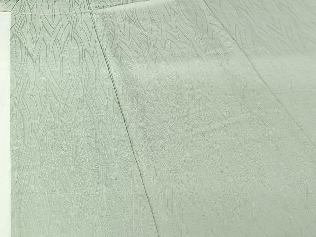 平和屋着物▽上質な色無地 単衣 流水地紋 青磁鼠色 正絹 逸品 AABI9544jh