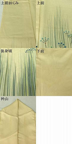 平和屋着物▽訪問着 単衣 刺繍 草花文 正絹 逸品 AABI9549jh