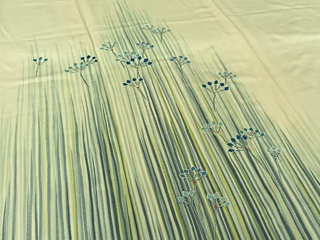 平和屋着物▽訪問着 単衣 刺繍 草花文 正絹 逸品 AABI9549jh