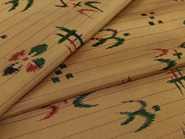 平和屋着物▽上質な紬 単衣 琉球絣 正絹 逸品 AABI9552jh
