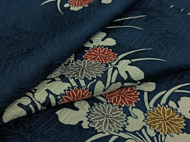 平和屋着物▽上質な小紋 単衣 草花文 正絹 逸品 AABI9553jh